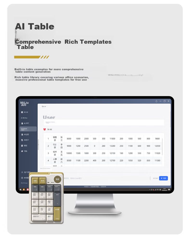 Mimouse MK17AI Keyboard, Small 17, Supports AI Video Drawing Meeting Recording Writing PPT, Mechanical Digital Smart Keyboard, Wireless Tri-Mode Bluetooth 8