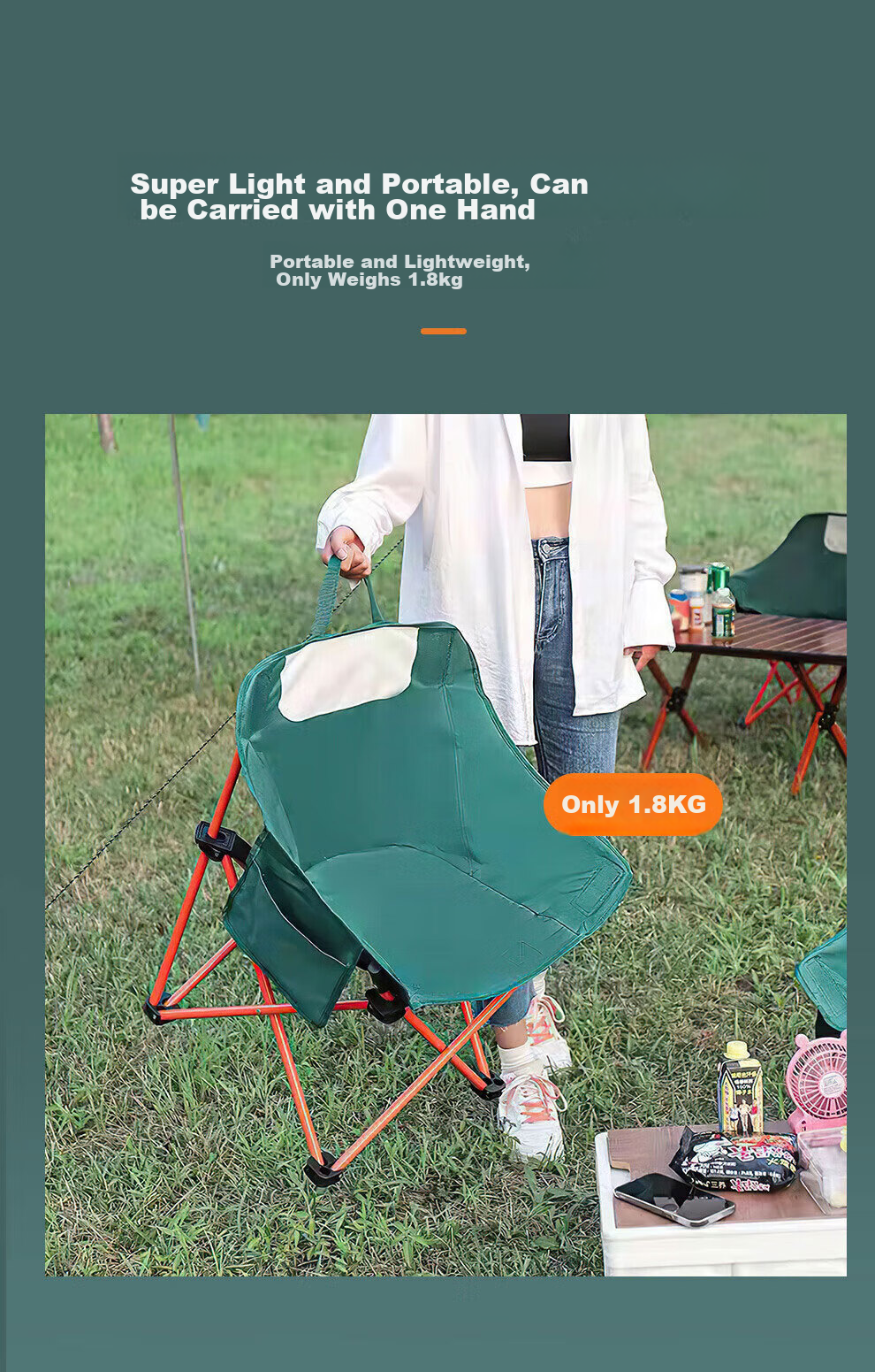 Jiuqiangu Outdoor Portable Folding Chair, Camping Lounge Chair with High Backrest, Director's Chair, Fishing Stool 2822 8
