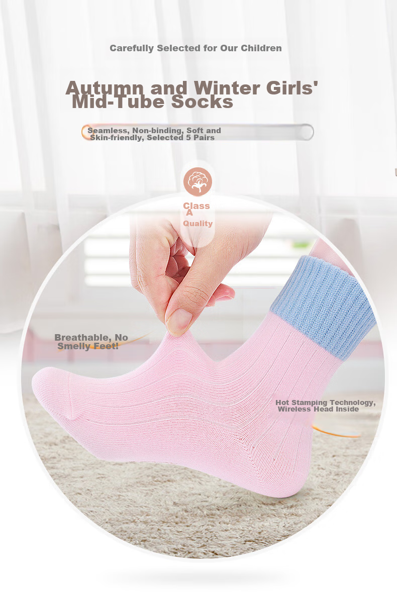 Disney Girls' Socks, Children's Mid-Calf Socks, Frozen Baby Student Autumn Winter Cotton Socks, Class A SP33098, Size 18-20 1