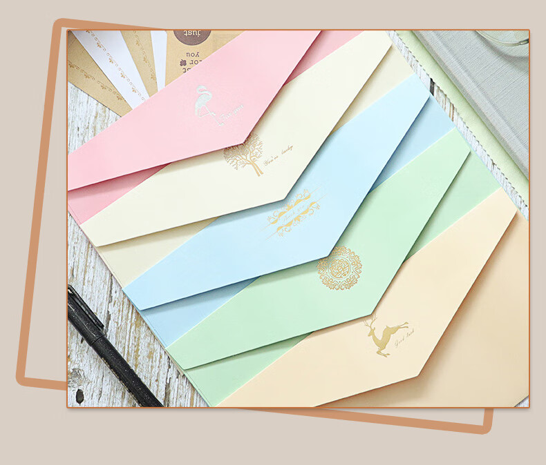 Befon Colorful Envelope And Letter Set, Teacher's Day European Vintage Gold-Stamped Love Letter Exquisite Birthday Card Thickened Postcard Gift for Teachers, 33-Piece Set 0709 6