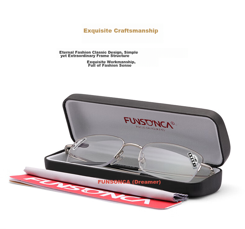 Funsonca High-Definition Green Film Semi-Rimless Metal Reading Glasses for Men And Women, Business-Style Durable Comfortable Fashion Classic Style 100 Degrees 5