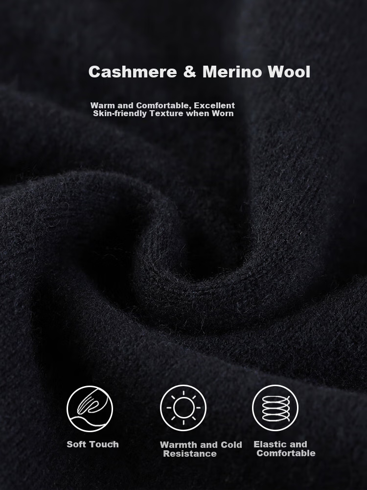 Antonio Men's Premium Wool Sweater 10.2% Cashmere 89.8% Merino Wool Solid Color Basic Knitwear 7