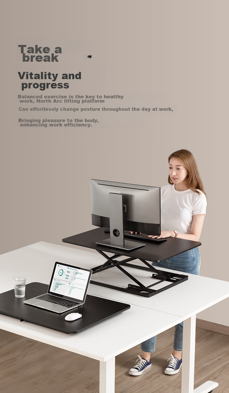 Brateck North Arc Height Adjustable Desk, Standing Office Work Riser Table, Standing Computer Height Adjustable Stand D200 5