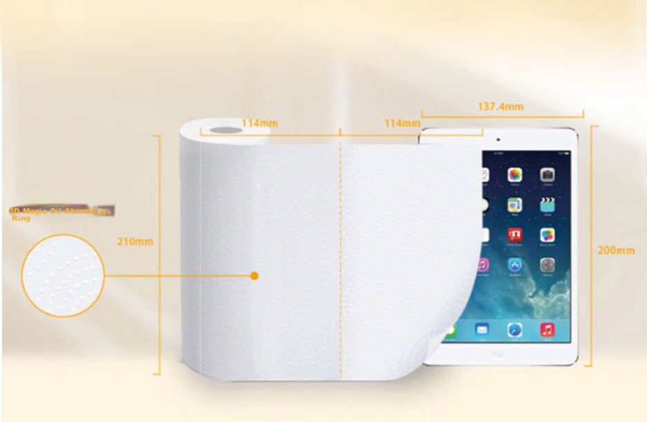 May Flower Kitchen Roll Paper, 4-Ply 130 Sheets*8 Rolls, Strong Oil And Water Absorption Tissue Paper, Whole Box Packaging 12