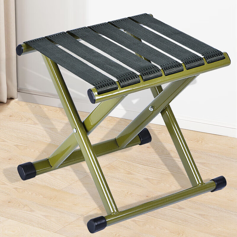 Grsaed Outdoor Folding Stool, Thickened Portable Small Stool, Fishing Chair, Bench, Travel Folding Chair, Army Gree