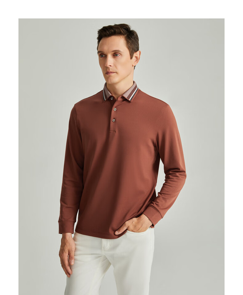 Shachi (SATCHI) Brushed Light-Absorbing Heat-Generating Constant Temperature Color-Block Lapel Business Men's Long-Sleeve T-Shirt Polo Shirt Men's Clothing Autumn Winter Dark Blue Size 46 9