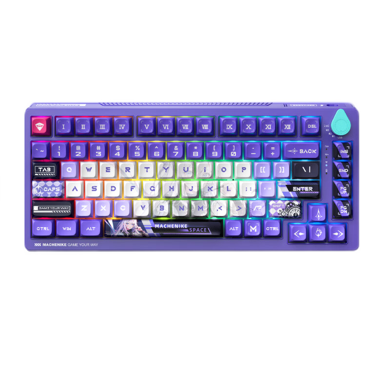 MACHENIKE K600T, 82-Key Wired/2.4G/Bluetooth Tri-Mode Mechanical Keyboard, IP Custom Edition - Baize Teng Purple Switch