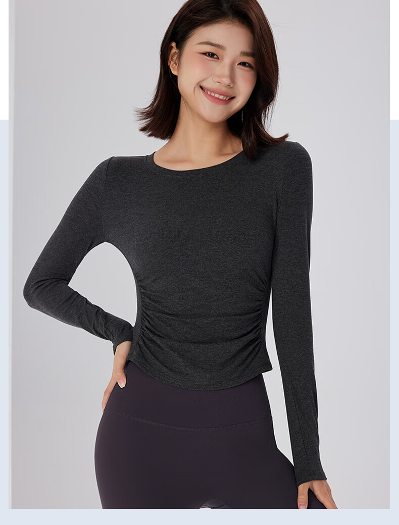 XUEXIMAN Women's Yoga Long Sleeve T-Shirt Autumn Winter Fleece Thickened Slimming Running Fitness Quick-Dry Top 14