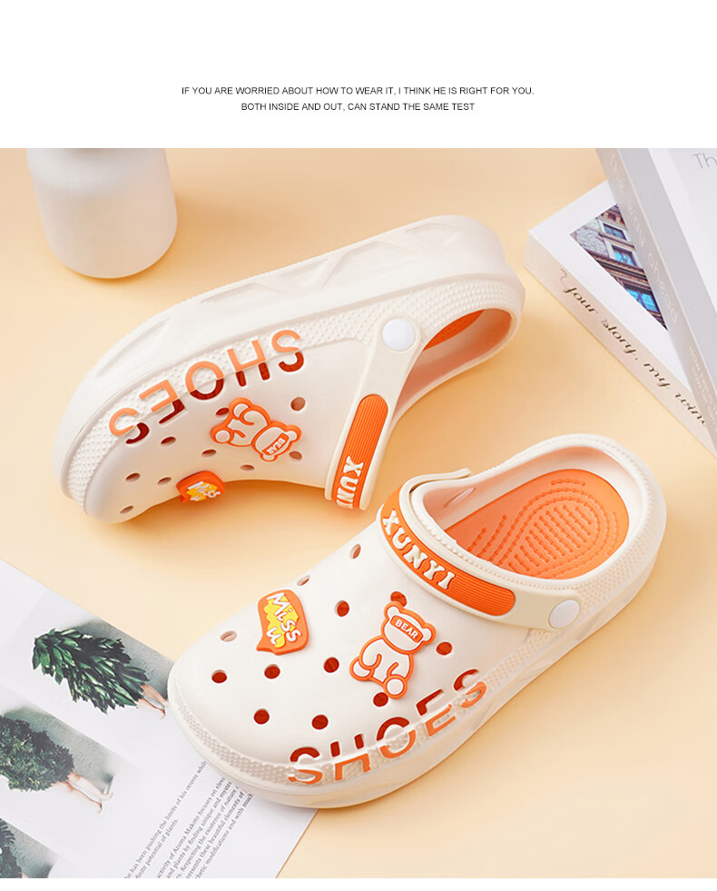 CARTELO Women's Perforated Shoes, Summer Sandals, Casual Garden Dual-Use Beach Slippers, Sandals, 1456 Apricot Color, Size 36-37 6