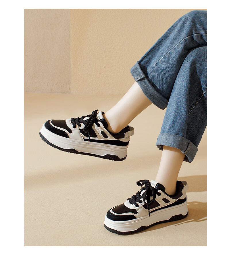 DAPHNE Versatile Thick-Soled Sneakers for Women, 2026 New Autumn Style, Black And White Retro Casual White Panda Shoes, Dexun Shoes for Wome 6