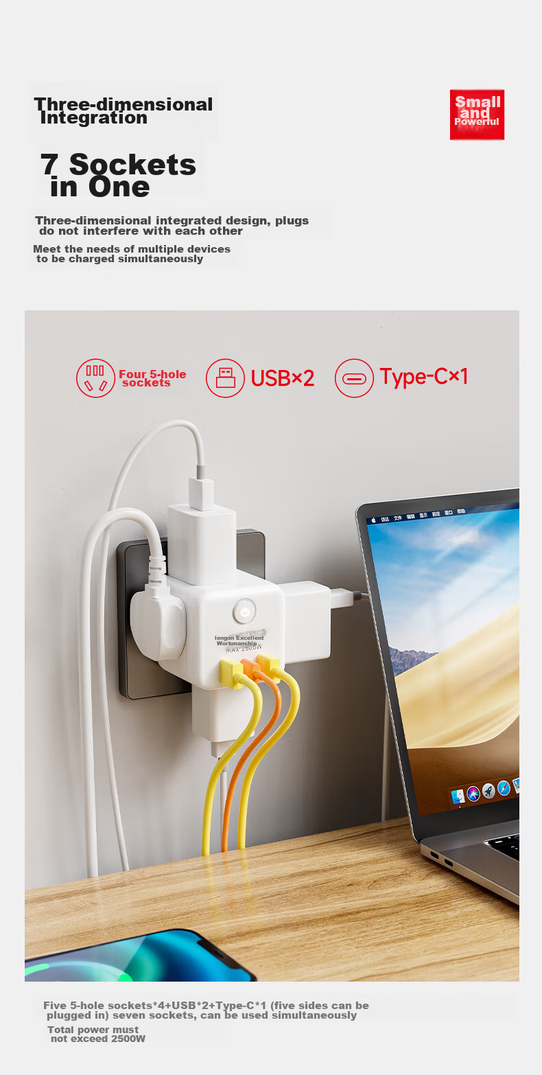 Lengon PD20W Apple Fast Charging Cube USB Socket, Type-C Multifunctional Plug, Socket Converter, Adapter Plug Socket, Power Converter, Q604U-20W White 4