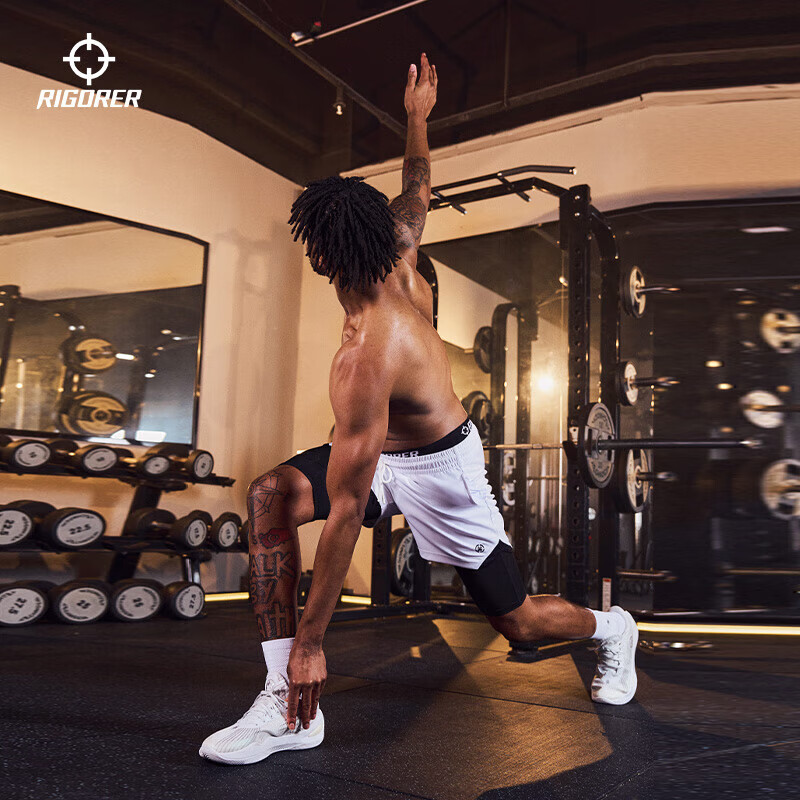 RIGORER Temperature-Adjustable Shorts, Men's Compression Pants, Basketball Quick-Dry High-Elasticity Knee-Length Undershorts, Running Tight-Fitting Pants, Training 7/8 Length Shorts