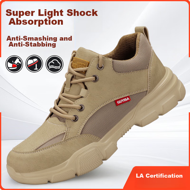 JUNBU Safety Shoes for Men, Steel Toe Cap, Anti-Smashing And Anti-Puncture, Ultra-Light Soft Sole, Comfortable Construction Site Safety Work Shoes 1115F Size 42