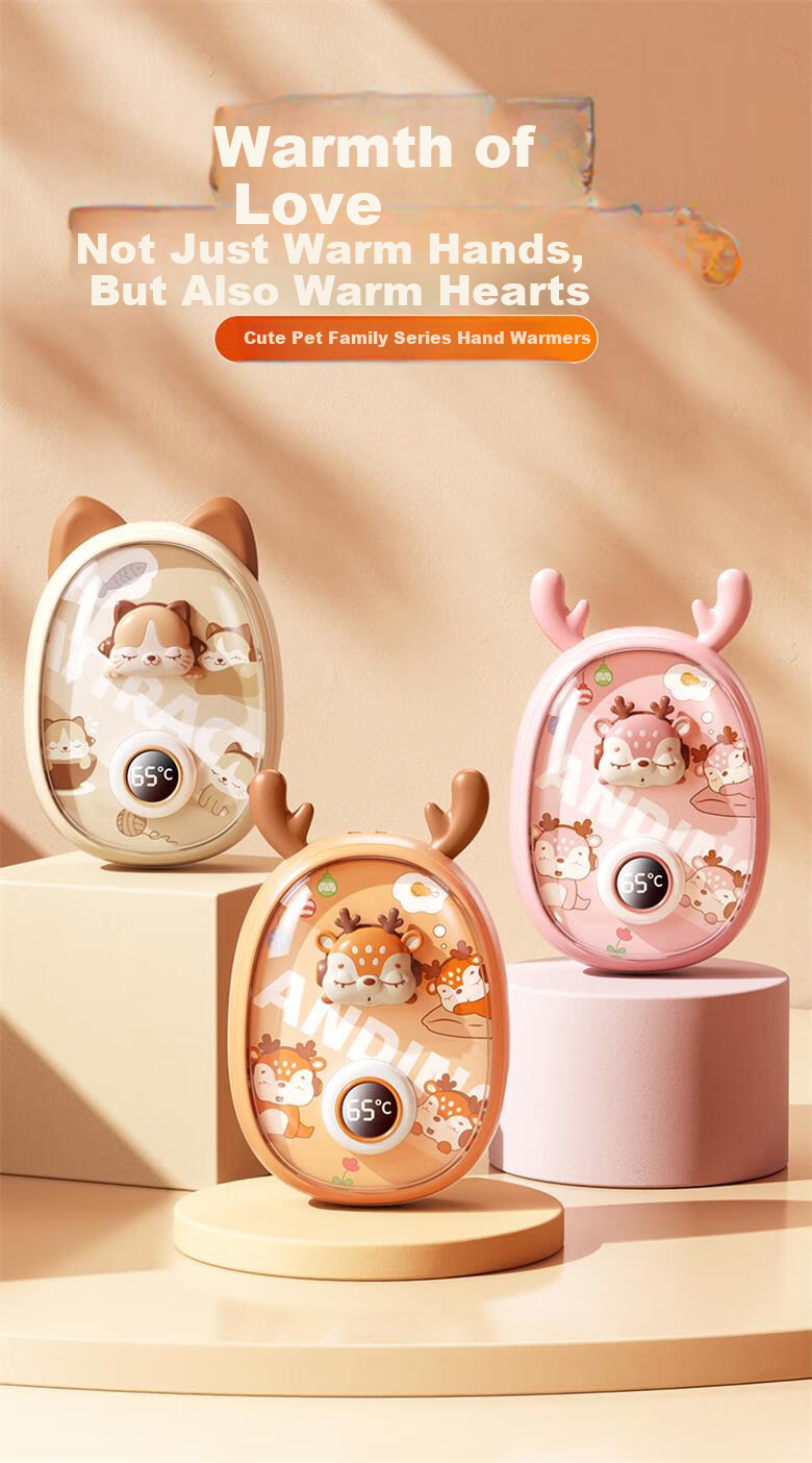 Kelleia 2024 New Hand Warmer USB Rechargeable Space Capsule Cute Cartoon Heating Pad Winter Gift for Girlfriend Beige 2