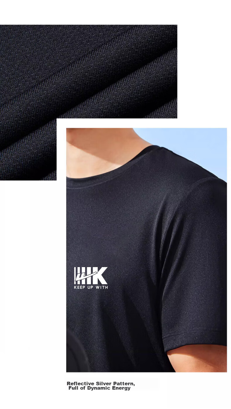 Huili Short-Sleeve Men's Summer Trendy Versatile Round Neck Sports T-Shirt, Comfortable Breathable Undershirt for Me 17