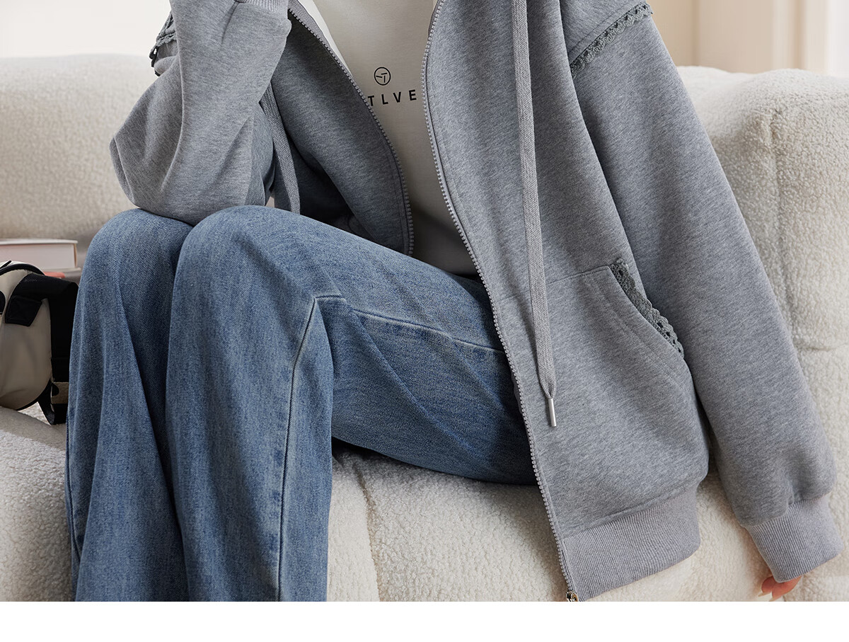 Halo Queen Women's Sweatshirt Jacket with Fashionable Letter Print, Casual Comfortable Loose-Fitting Student Sweatshirt H13KF2141 39