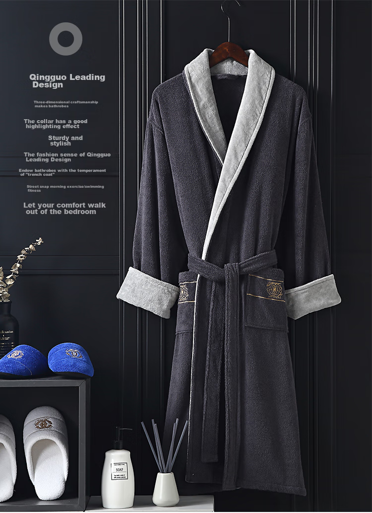 Canasin Five-Star Hotel Bathrobe, Unisex All-Cotton Towel Fabric Loungewear Bathrobe, Thickened Soft Absorbent, White 6