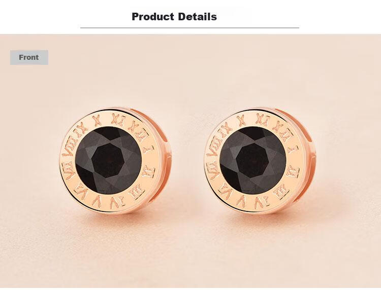 JOLEE S925 Silver Rose Gold Crystal Stud Earrings, Fashionable Couple's Jewelry, Gift for Men, One Item One Certificate 2