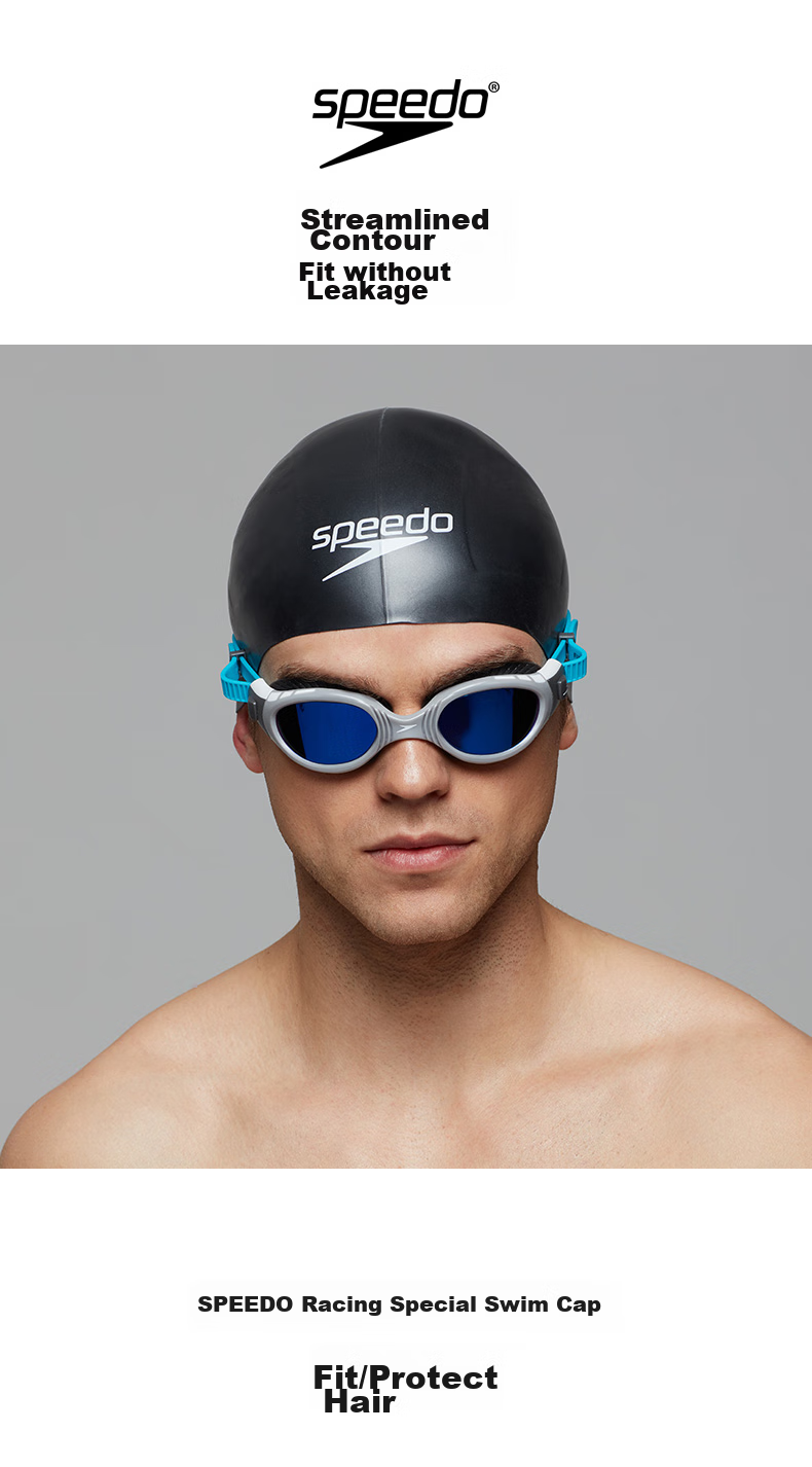Speedo , [Pan Zhanle's Choice], 3D Professional Steel Helmet Swim Cap, Competition-Type Silicone-Fit Swimming Cap, Black 1