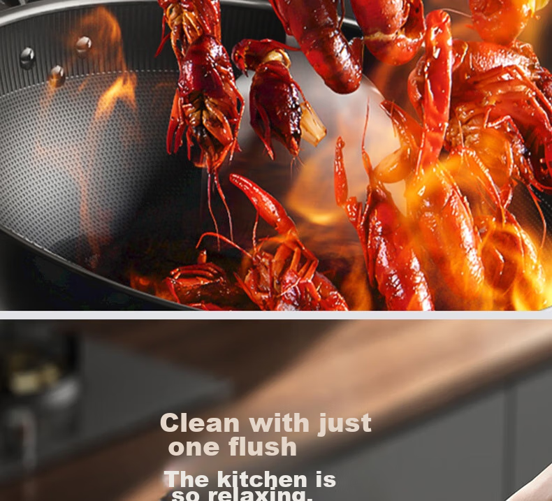 Kobach Wok Iron Pan Non-Stick Frying Pan, Uncoated Bionic Non-Stick Iron Pan, Suitable for Stove, 32cm 22