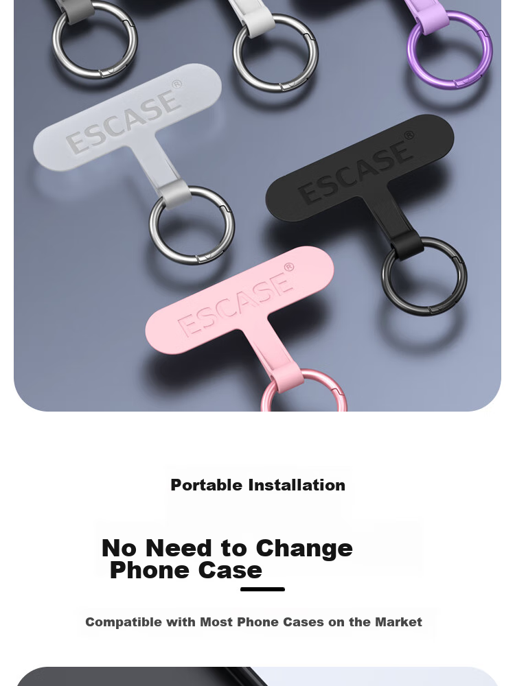 ESCASE Phone Lanyard Clip, Fixed Card Holder, Phone Case Clip, TPU Patch, Chain Connector Pad, Hanging Ring, Anti-Loss Device, PT-M03Pro Pink 5
