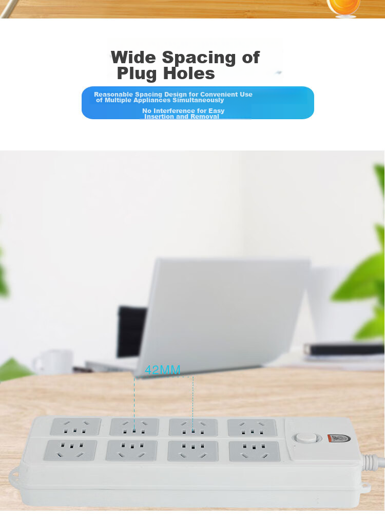 Zidantou TS-025c New National Standard 8-Outlet Full Length 2.8 Meters Master Switch Overload Protection Power Socket/power Strip/power Bar/power Strip 8