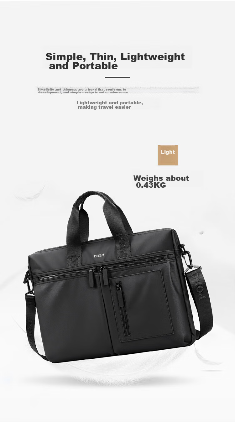 POLO Briefcase, Men's Casual Business Bag, 15-Inch Laptop Bag, Office Handbag for Men, Shoulder Crossbody Bag 8