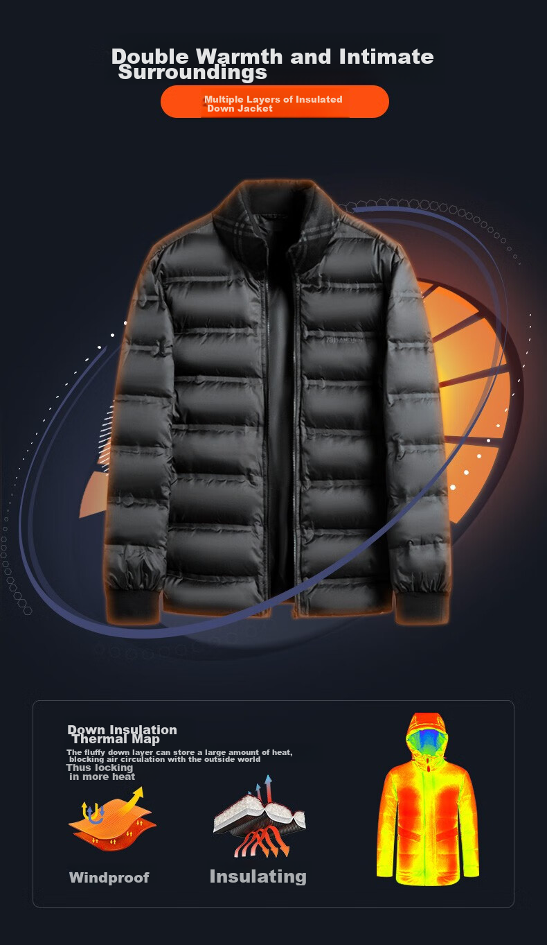 SHANSHAN Detachable Inner Lining Three-In down Jacket for Men, Goose Down Mid-Length Thick Warm Dad Coat Outerwear Men's 2XL 5