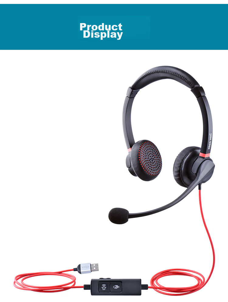 HION H730D Headset, Dual-Ear Call Center Headphones, Dual-Microphone Smart Noise-Cancelling Customer Service Headset, Call Center Agent Computer Headset, Online Education Training, Telemarketing Headset - USB 16