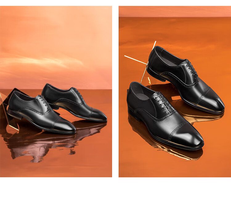 Goldlion Men's Shoes, Fashionable Formal Wear, Stylish And Simple Leather Shoes, Comfortable And Durable Oxford Shoes, 56321052401A, Black, Size 37 15