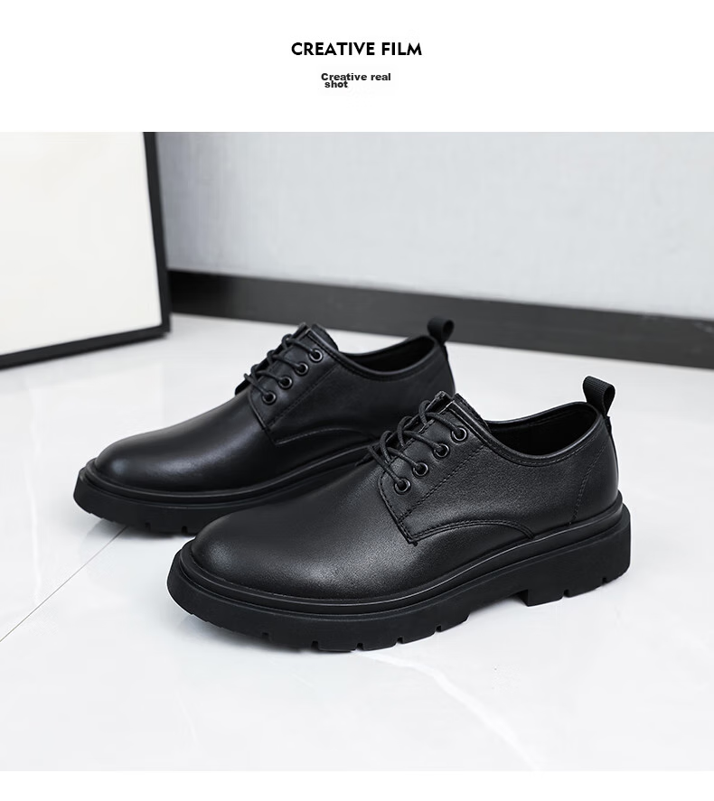 MULINSEN Men's Shoes, Business Casual, Top-Grain Leather, Versatile Thick-Soled British Style Leather Shoes for Men, C9016 15