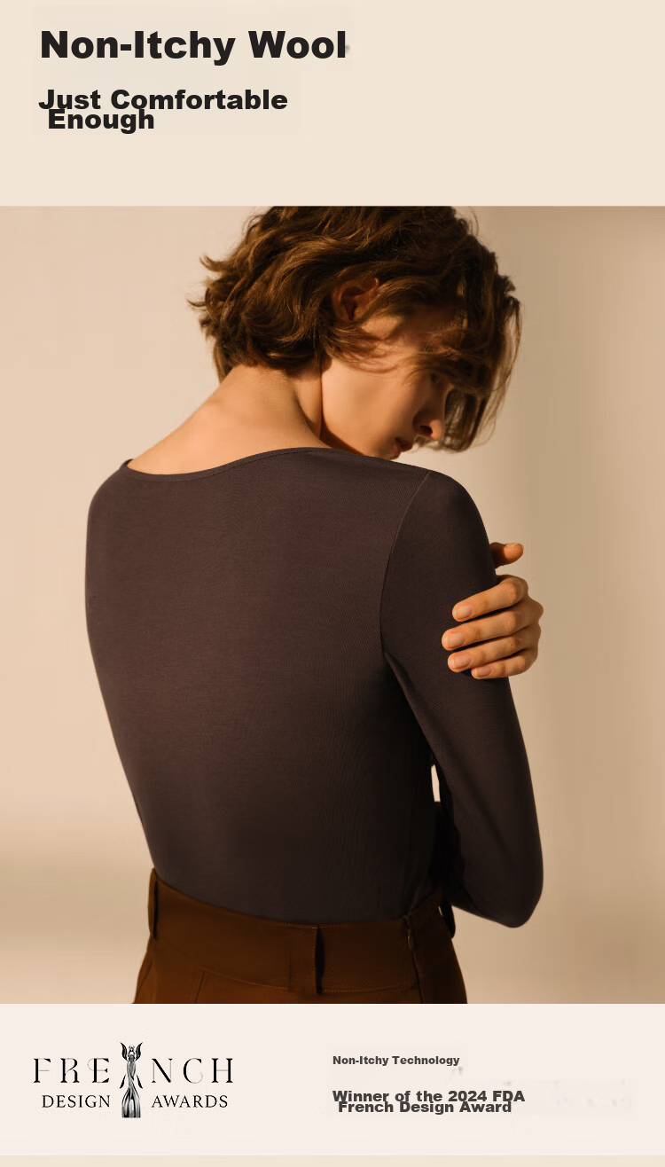 Ubras Liu Wen's Style Thermal Underwear for Women, Silk Blend with Wool Base Layer, Inner Wear, Autumn Top 5
