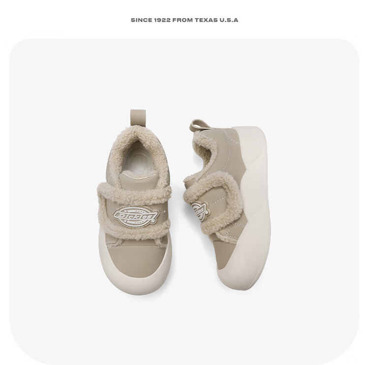 Dickies Children's Cotton Shoes, Winter Fleece-Lined Warm Wear-Resistant Casual Shoes, Kids' Flat Shoes, Trendy Shoes for Girls, Dexun Shoes 14