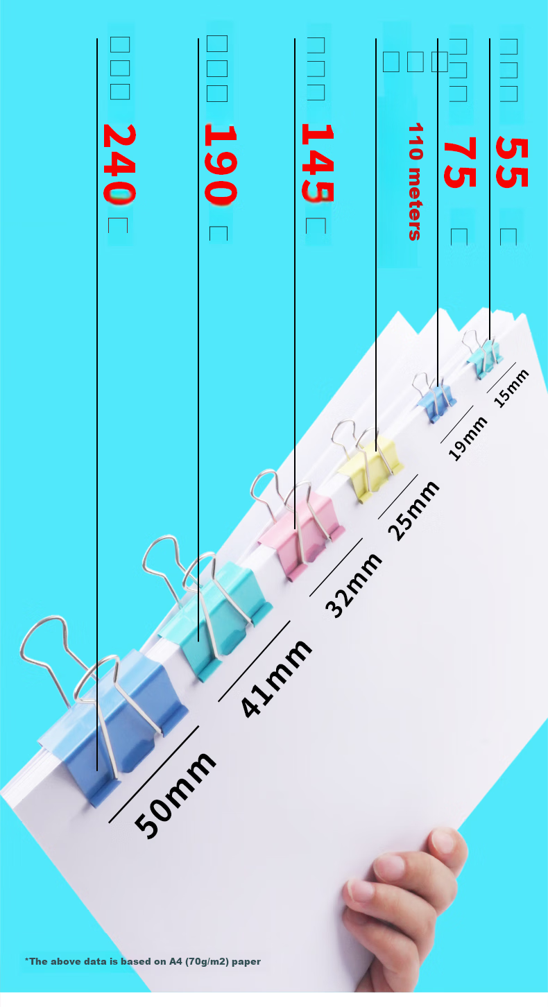 M&G Stationery Popular Product [Super Hit] #5 19mm 40 Pieces/jar Colored Binder Clips Economical Office Clips ABS916J5 4