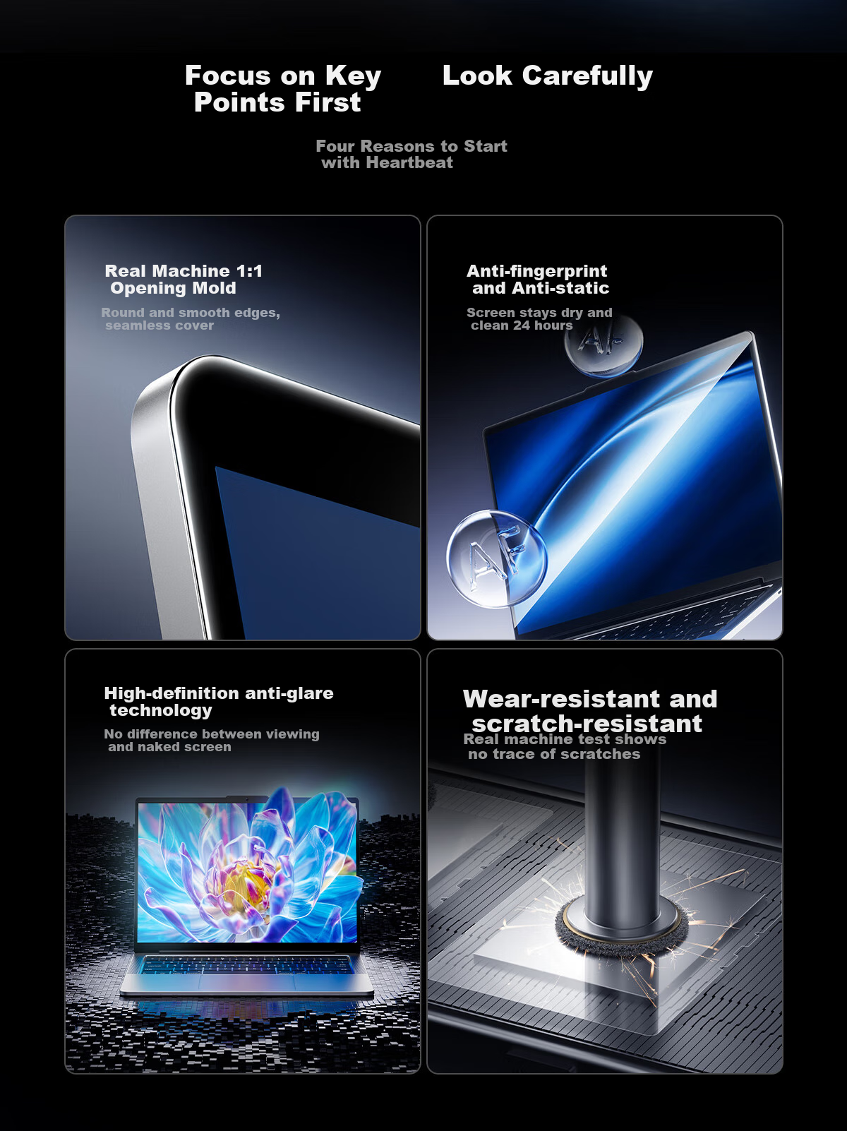 Llano Screen Protector for Huawei MateBook 14 2024 Model, HD Clear Film, Anti-Fingerprint, Anti-Static, Full-Screen Protective Film for Laptops, Easy to Apply, Bubble-Free 2