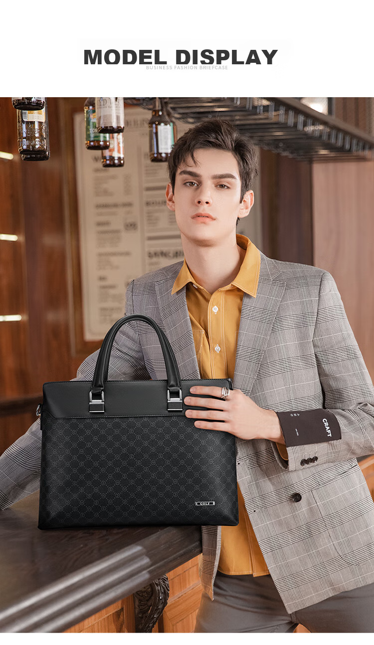 GOLF Briefcase, Men's Handbag, 14-Inch Laptop Bag, Business Office Travel Shoulder Crossbody Bag 16