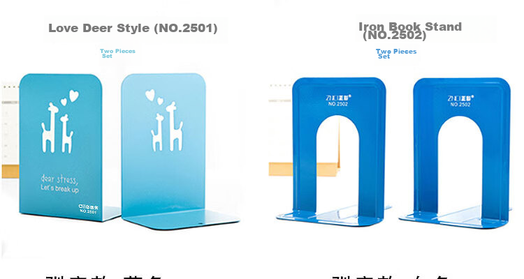 DiLe Metal Bookends / Student Book Stand / Book Clip / Book Rest / Book Block / Creative Office Stationery, 2 Pieces / Set, 2536 Blue Deer 6