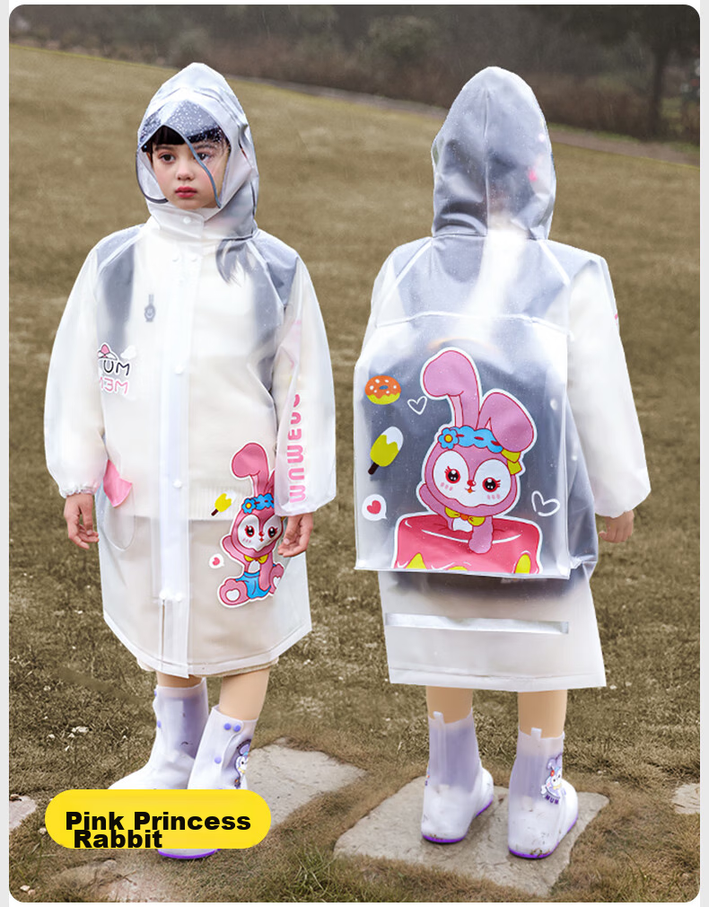 Moremerry Children's Raincoat for Boys And Girls, School Rainwear with Backpack Space, Kindergarten Poncho 24