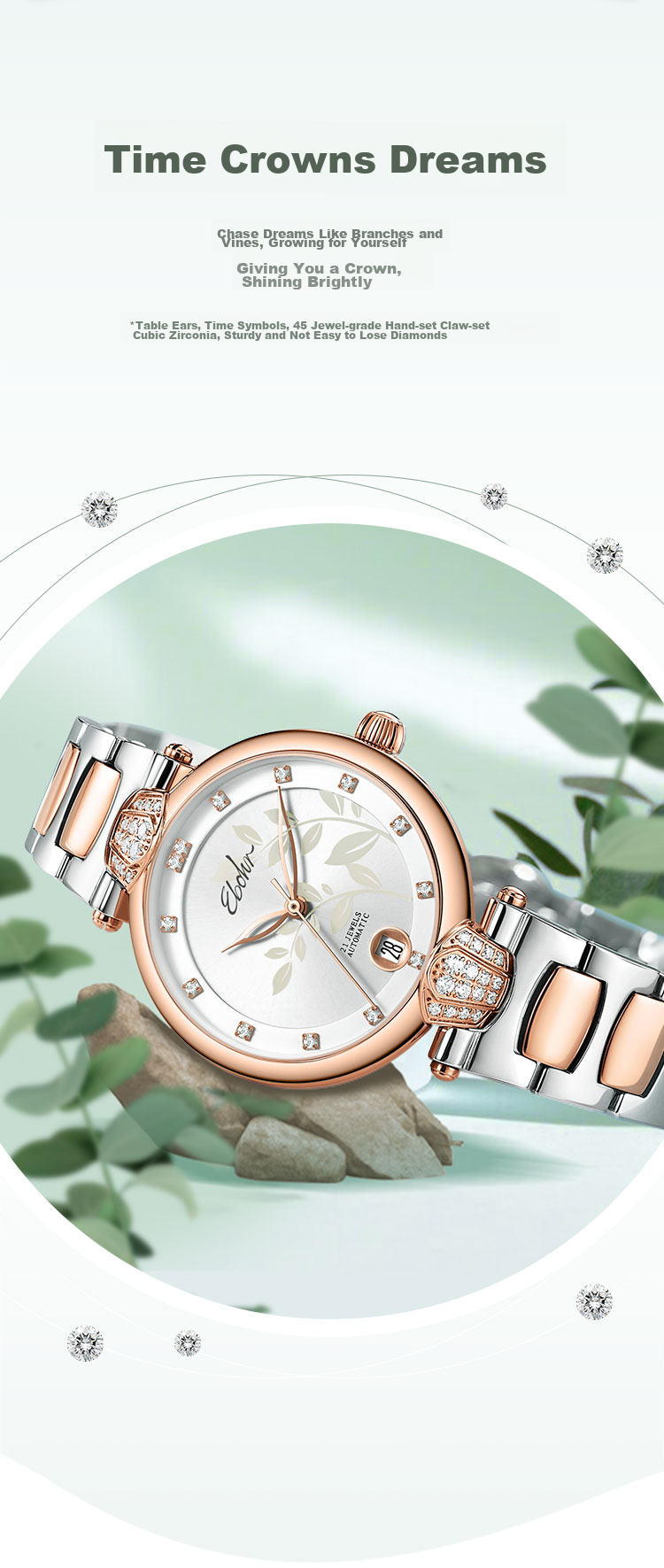 EBOHR Women's Watch, Butterfly Love Alice Birthday Valentine's Day Gift Ladies Mechanical Gift Box 36080328 7