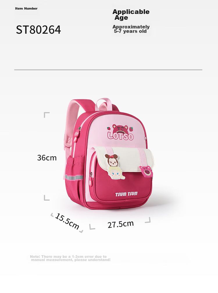 Disney Children's Backpack, Kindergarten Girl First Grade Strawberry Bear, Lightweight Cute Backpack for Boys And Girls, St80264 Blue 15