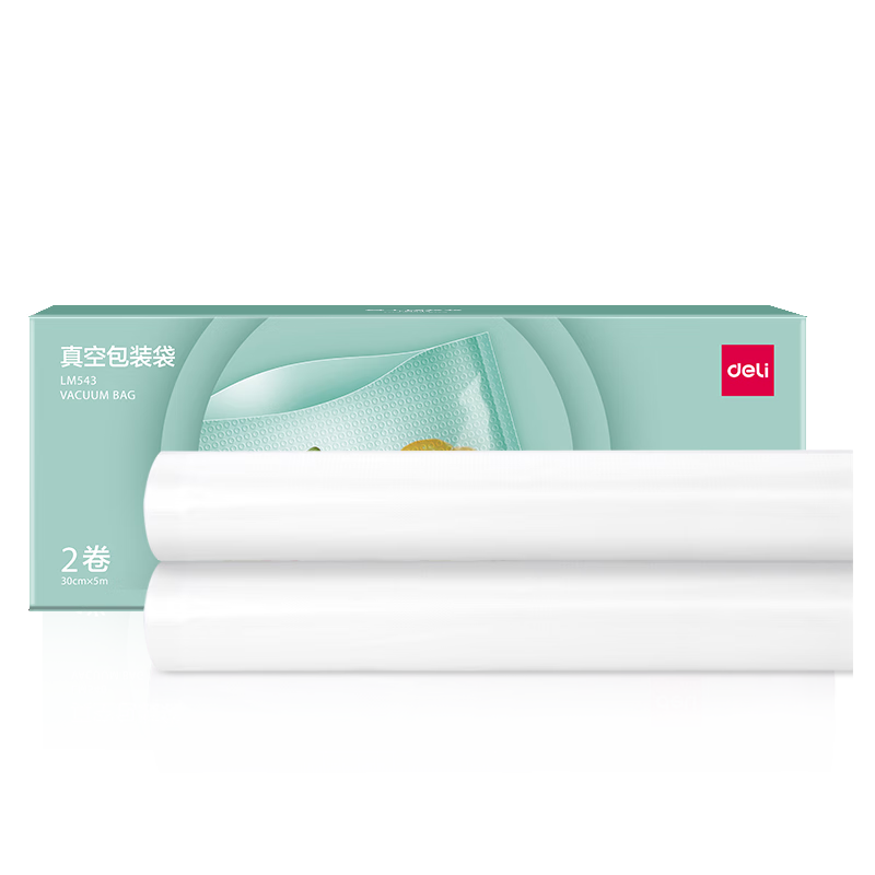Deli Vacuum Sealing Machine for Home And Commercial Use, Food Vacuum Packaging Sealer Bags, Safe Food-Grade Material, 30cm*5m/2 Rolls LM543