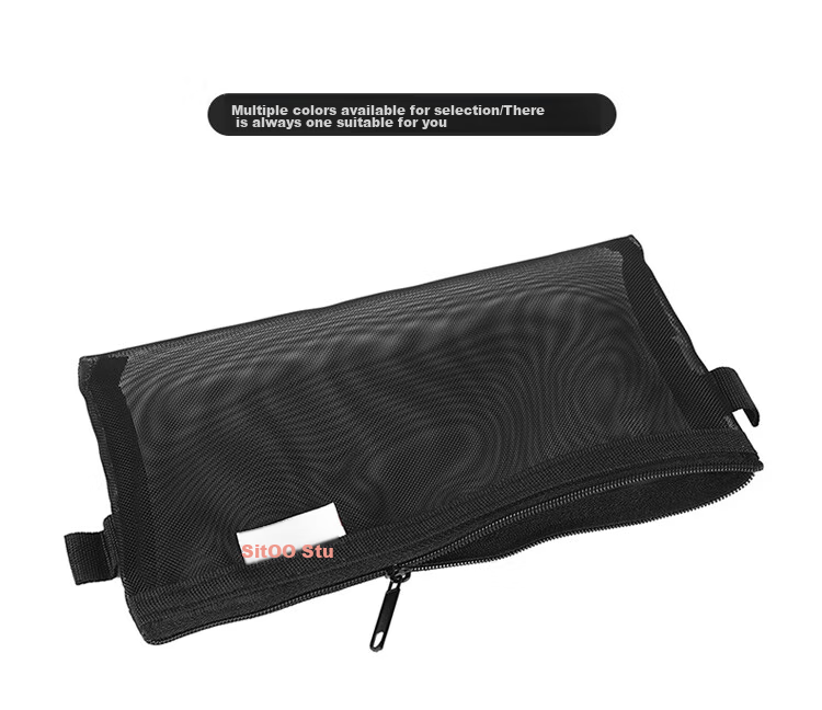 Sitoo Transparent Mesh Pencil Case for Exams, Zipper A63 Pack White Stationery Bag for Exam Room Use, Visible Portable Storage 3