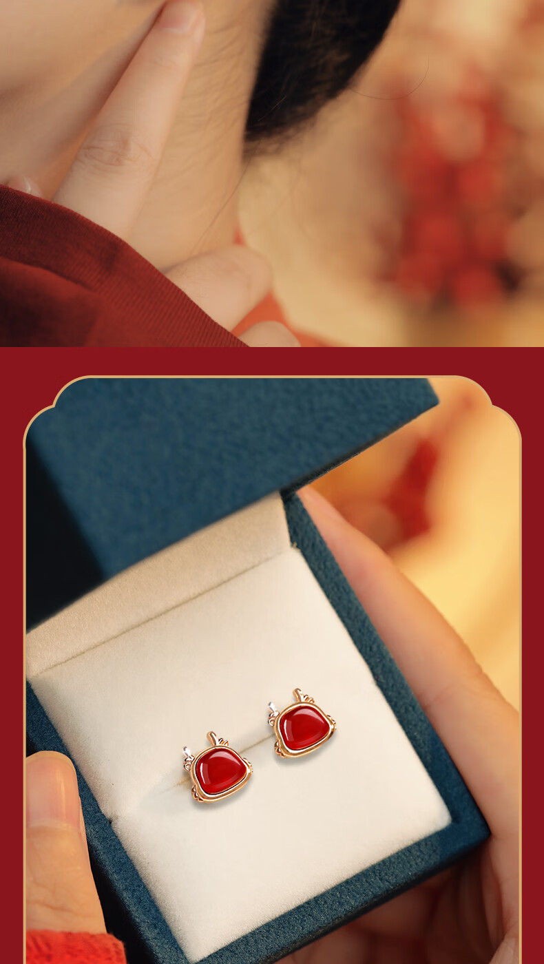 MANHE S925 Silver And Hetian Jade Earrings for Women, Zodiac Year Dragon Year Birthday Gift for Wife Or Girlfriend 10