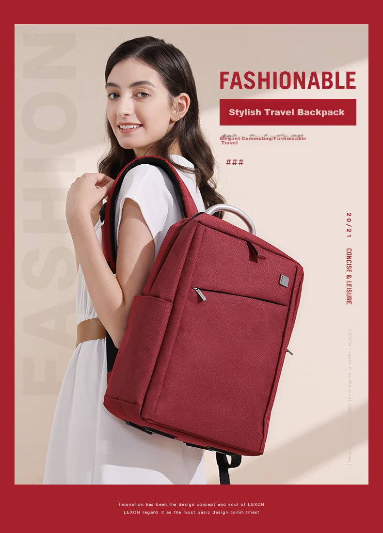 LEXON Women's Backpack, 15.6/16 Inch Laptop Bag, Business Travel Commute Backpack, Red 1