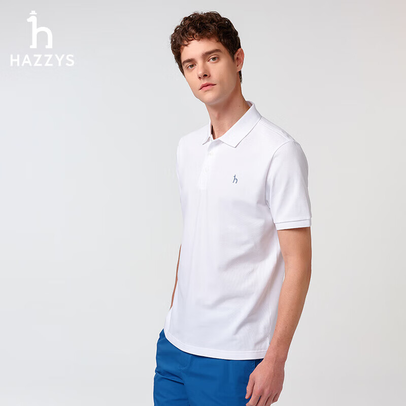 HAZZYS Men's Clothing, Summer Top, Multi-Color Short-Sleeve Polo Shirt ASTZE0CBX71, White WT, 3XL (190/108A5