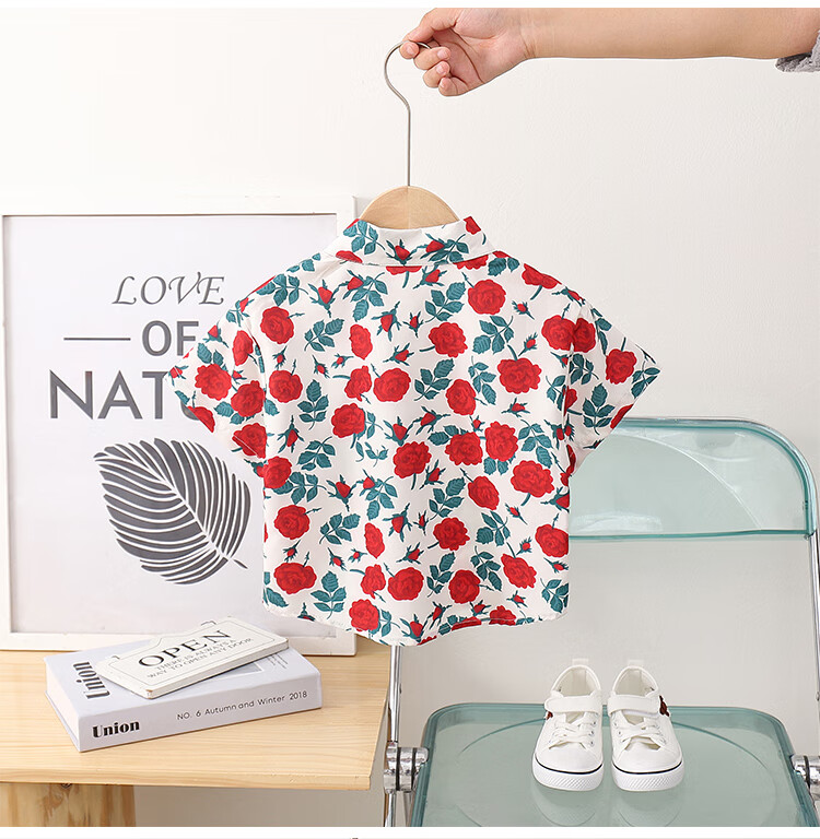 LUOBOBEIBEI Children's Shirt Summer Short-Sleeve Shirt Cool Boy Casual Dress Pants Set, Shirt Two-Piece Set, Size 140 9