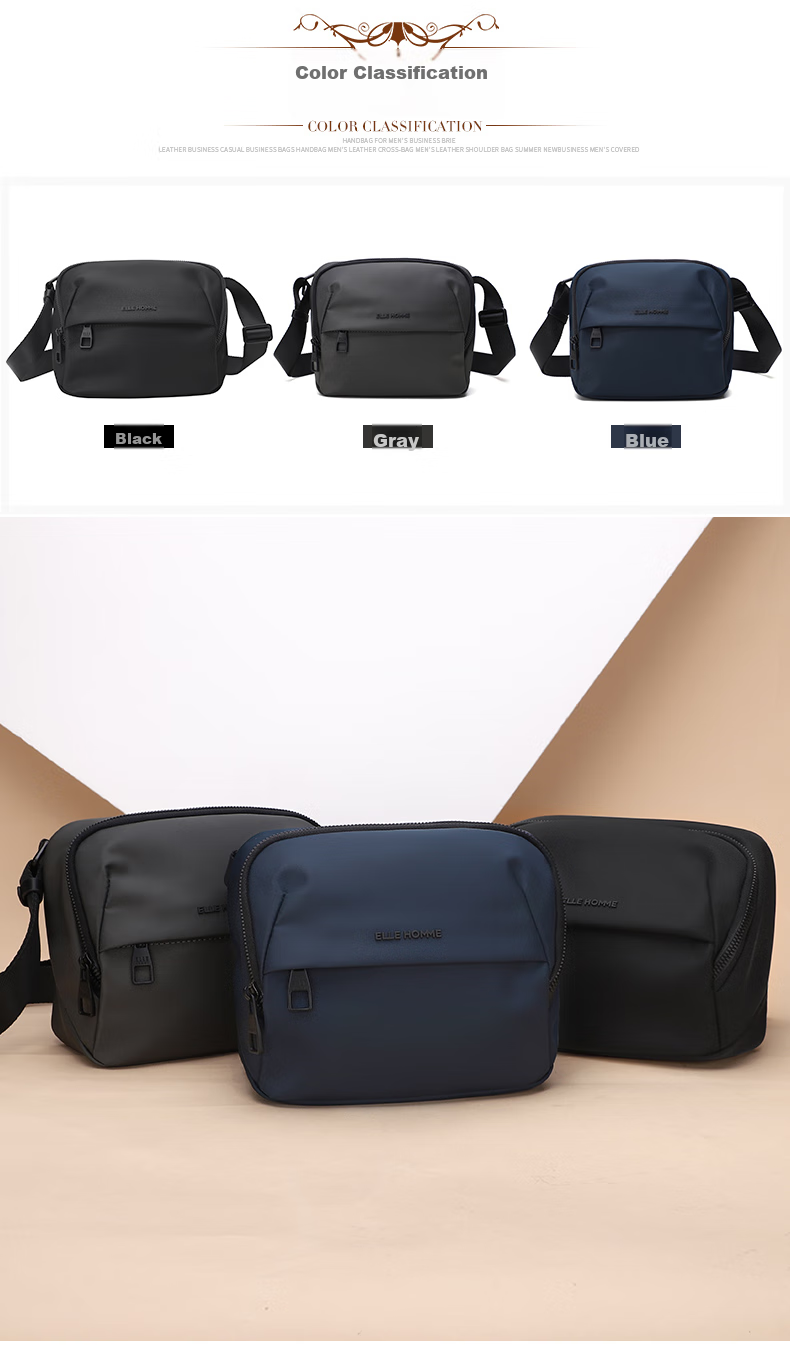 ELLE HOMME Men's Shoulder Bag, Trendy Lightweight Canvas Crossbody Bag, Water-Resistant Casual Phone Bag for Men, Travel Bag in Gray 5