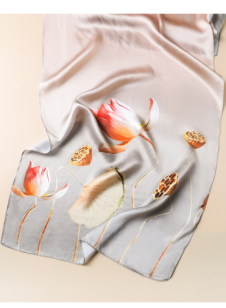 Hangsifu Silk Chinese-Style Scarf, Mulberry Silk Shawl, Birthday Gift for Mom, Practical Gift Box for Women, Machine Gree 20