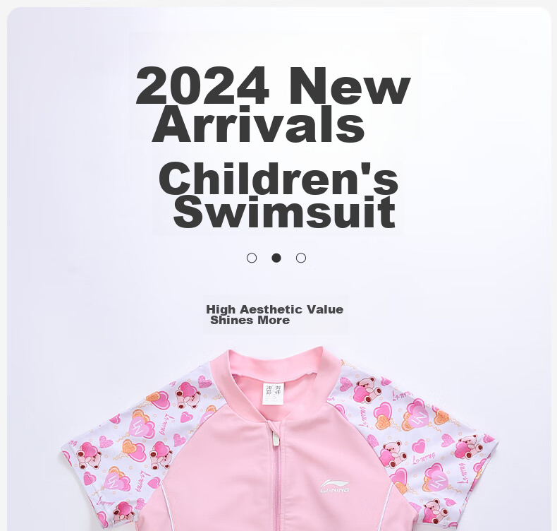 Li-Ning Children's Swimsuit, One-Piece Surfing Suit for Girls, Comfortable Breathable Beach Hot Spring Swimwear 720 Pink 140 1