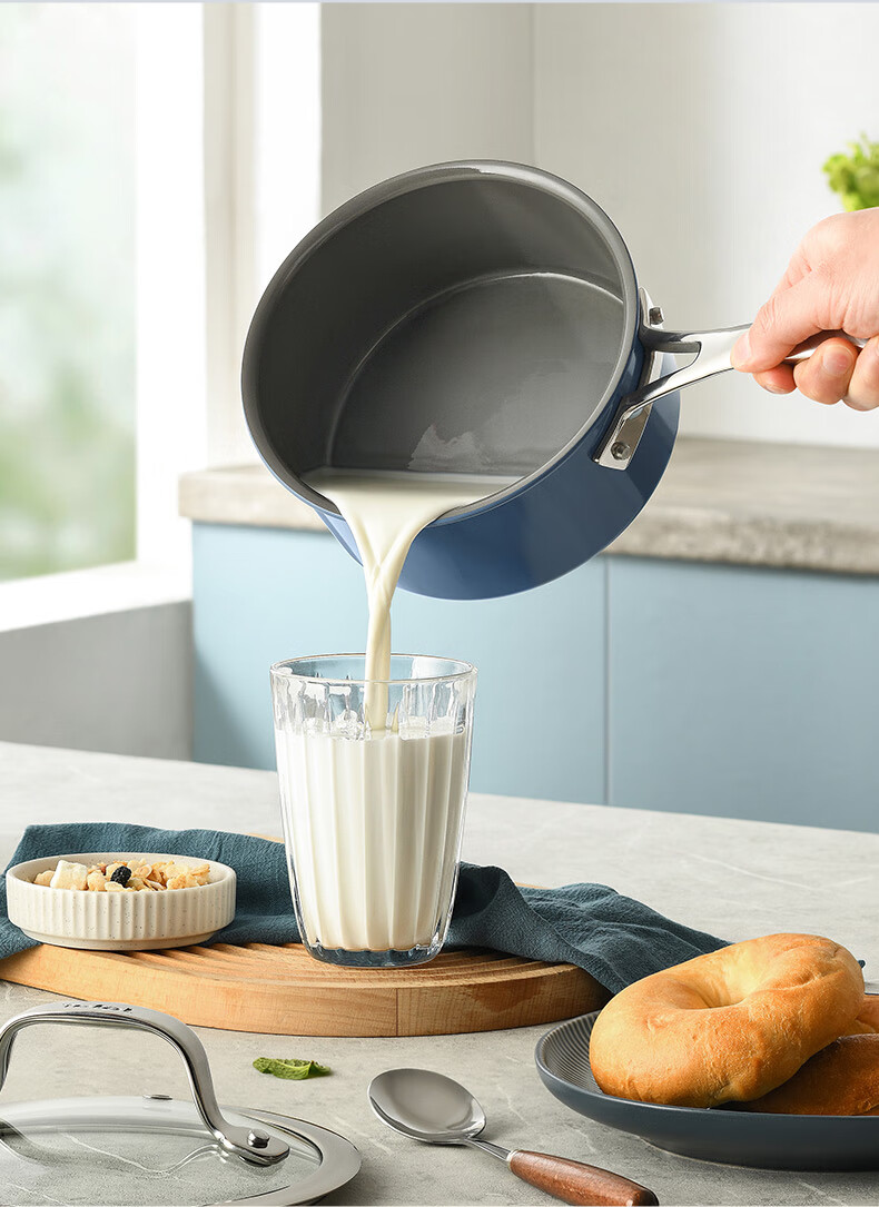 Tefal Milk Pot Star Ceramic Series Single-Person Noodle Pot Baby Food Pot with Ceramic Coating, Compatible with Gas And Induction Cooktops, Double Bottom 22